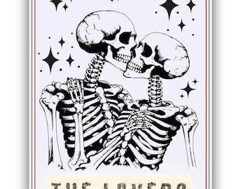 Karta Tarota na Halloween w formacie SVG | Szkieletowy Tarot | Zabawny Szkielet w formacie SVG | Kochankowie w formacie SVG | Para Szkieletów | Kochankowie Czaszek | Halloween w formacie SVG dla Cricut