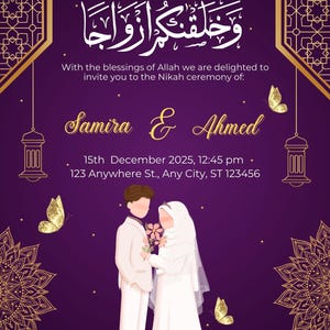 Nikkah Invitation Template Muslim Wedding | Editable Canva Card | Digital Islamic Invite | Printable Nikah Card | Instant Download