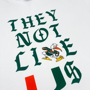 They Not Like Us, Miami Hurricanes, University of Miami, Football shirt, Game Day shirt, Miami football shirt.