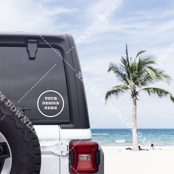 Car mockup, car sticker mockup, vinyl decal mockup, sticker decal mockup, truck window mockup, styled stock photo