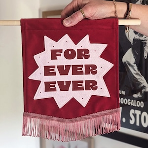 FOR EVER EVER, wedding banner, alternative wedding, wedding signage, velvet banner, modern event signage, fabric signage