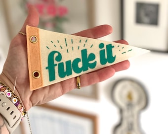 Felt Mini Pennant: Screen Printed Swear Print Wall Hanging