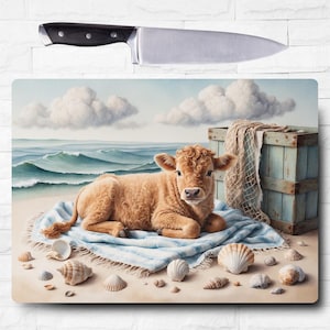 highland cow beach cutting board sublimation design png, cutting board sublimation, cutting board design, cutting board png, sublimation png
