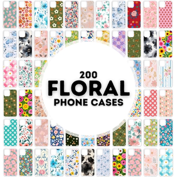 200 floral phone case sublimation designs, phone case png bundle, designs for phone cases sublimation, png phone case designs
