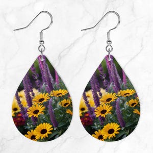 wildflowers teardrop earring design, sublimation earring, earring design, earring designs for sublimation, teardrop earrings png