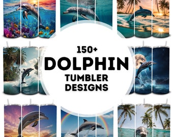 150+ Delfine Tumbler Sublimationsdesigns, Tumbler Wrap Bundle, Designs für Tumbler Sublimation, PNG Tumbler Designs, Delfin png