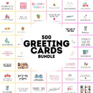 Lot de 500 cartes de vœux numériques, lot de cartes de vœux imprimables, lot de cartes de vœux, cartes de vœux amusantes