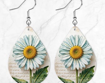Gänseblümchen Teardrop Ohrring Design, Sublimationsohrring, Ohrring Design, Ohrringdesigns für Sublimation, Teardrop Ohrringe png