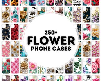 250+ flower phone case sublimation designs, phone case png bundle, designs for phone cases sublimation, png phone case designs