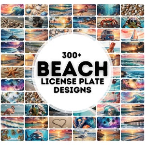 300+ beach license plate sublimation designs png, license plate sublimation designs, license plate png bundle, beach png bundle
