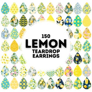 150 lemon teardrop earring designs bundle, sublimation earring, earring design, earring designs for sublimation, teardrop earrings png
