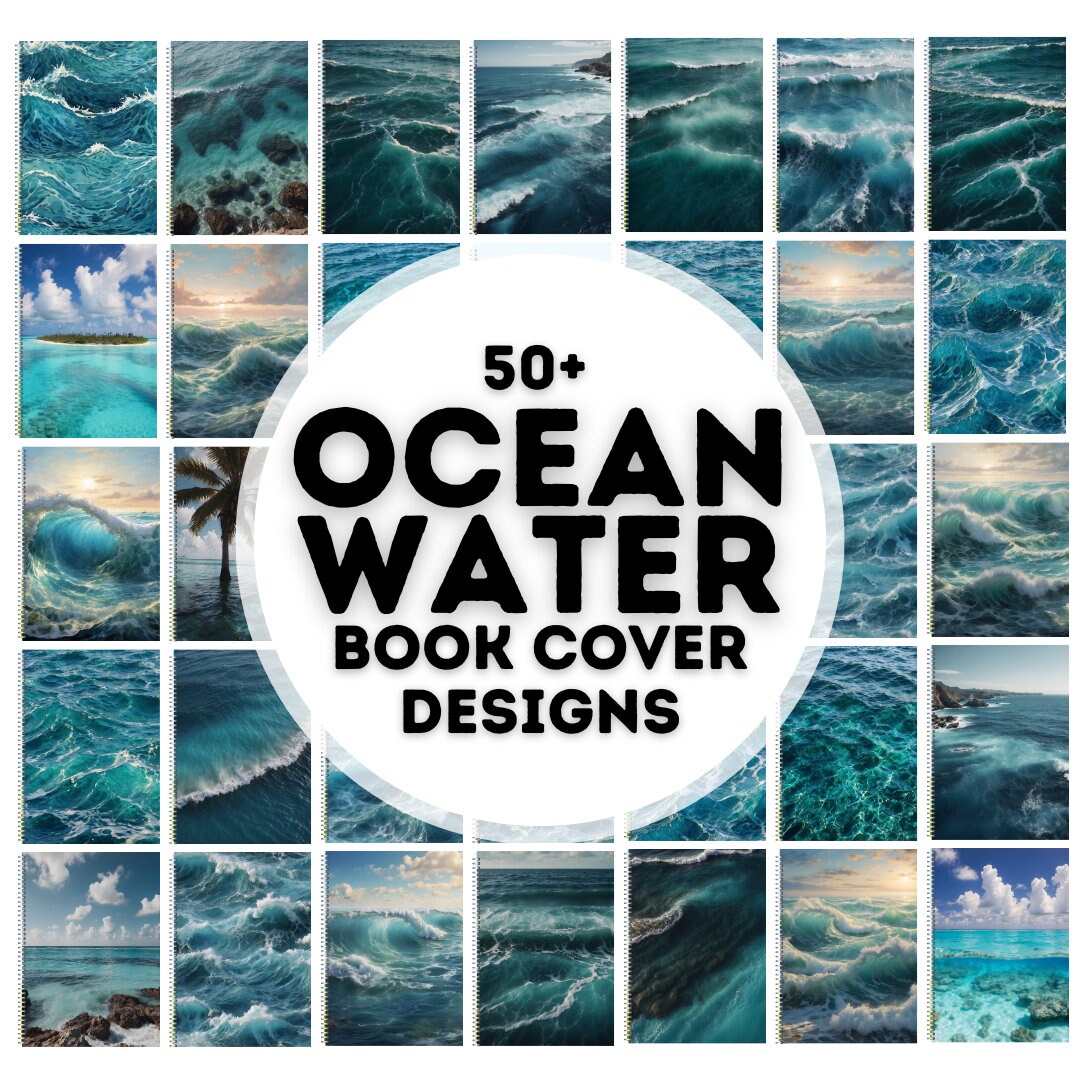 50 Ocean Water Book Cover Sublimation Designs, Book Cover Bundle, Book ...