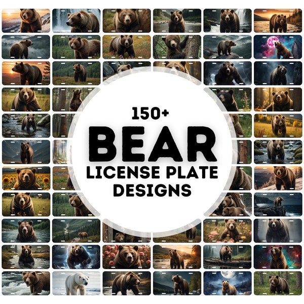 150+ bear license plate sublimation designs png, license plate sublimation designs, license plate png bundle, bear png bundle
