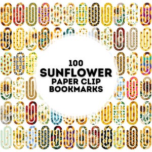 100 Sonnenblumen Büroklammer Lesezeichen Sublimationsdesign, Paperclip Lesezeichen pngbundle, Lesezeichen Sublimation, Jumbo Paperclip Lesezeichen