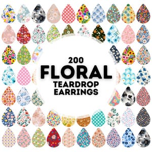 200 floral teardrop earring designs bundle, sublimation earring, earring design, earring designs for sublimation, teardrop earrings png