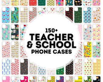 150 teacher school phone case sublimation designs, phone case png bundle, designs for phone cases sublimation, png phone case designs