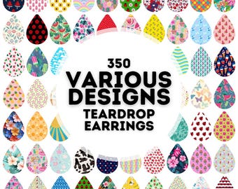 350 various designs teardrop earring designs bundle, sublimation earring design, earring designs for sublimation, teardrop earrings png