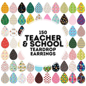 150 teacher and school teardrop earring designs bundle, sublimation earring, earring design, earring designs for sublimation