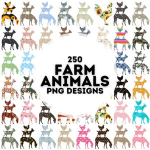 250 farm animals png designs for sublimation, horse png, chicken sublimation design, goat png designs, horse png bundle