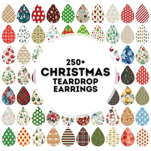 250 christmas teardrop earring designs bundle, sublimation earring, earring design, earring designs for sublimation, teardrop earrings png