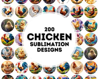 200 chicken coaster sublimation designs png, coaster sublimation design, car coaster design, sublimation design, chicken png bundle