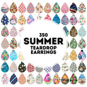 350 summer teardrop earring designs bundle, sublimation earring, earring design, earring designs for sublimation, teardrop earrings png