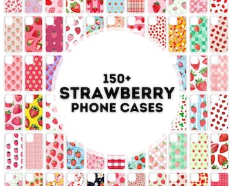 150 strawberry phone case sublimation designs, phone case png bundle, designs for phone cases sublimation, png phone case designs