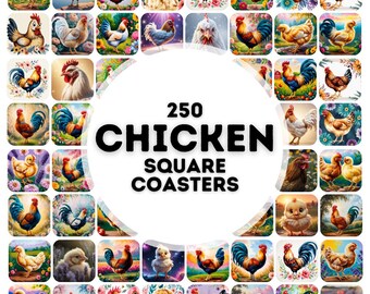250 chicken square coasters sublimation designs png, coaster sublimation designs, car coaster design, sublimation designs, chicken png