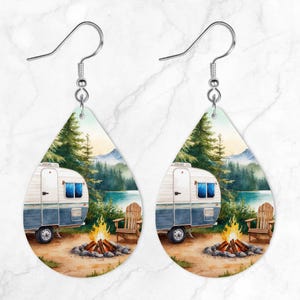 diseño de aretes de lágrima para acampar, aretes de sublimación, diseño de aretes, diseños de aretes para sublimación, aretes de lágrima png