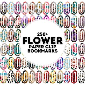 250 個の花のペーパークリップ ブックマーク昇華デザイン、ペーパークリップ ブックマーク PNG バンドル、ブックマーク昇華、ジャンボ ペーパークリップ ブックマーク