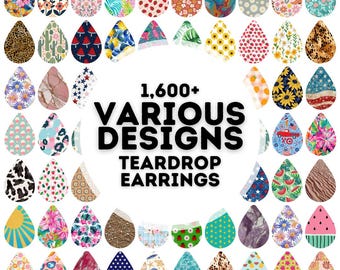 1600 various designs teardrop earring designs bundle, sublimation earring design, earring designs for sublimation, teardrop earrings png
