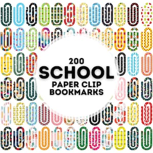 200 枚の学校用ペーパークリップ ブックマーク昇華デザイン、ペーパークリップ ブックマーク PNG バンドル、ブックマーク昇華、ジャンボ ペーパークリップ ブックマーク PNG