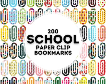 200 school paper clip book mark sublimation designs, paper clip book mark png bundle, book mark sublimation, jumbo paper clip book mark png