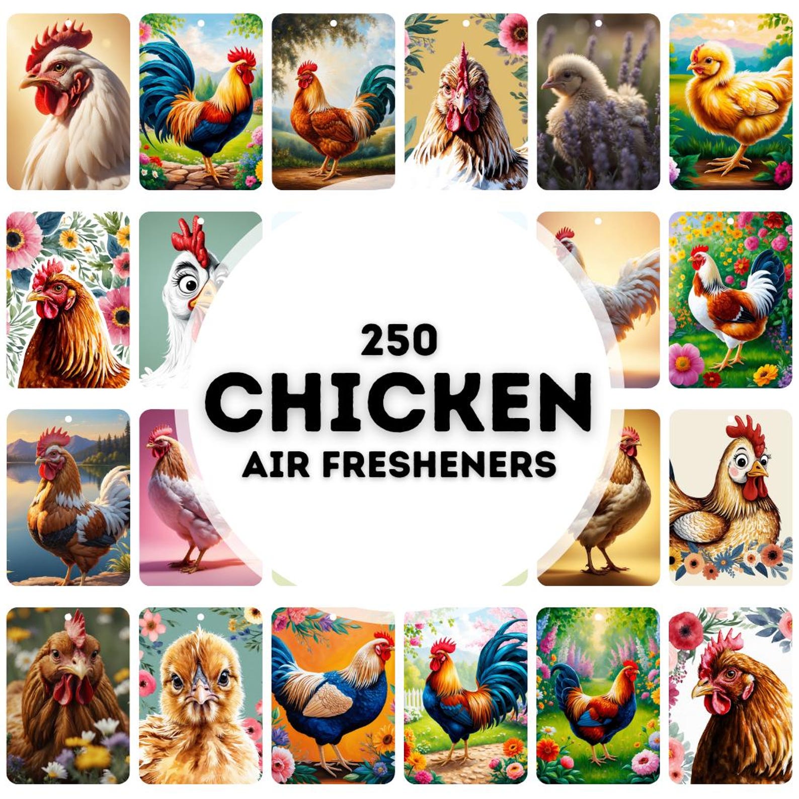 250 Chicken Air Freshener Designs, Air Freshener Bundle, Designs for