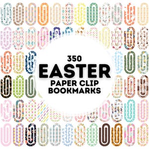 350 イースター ペーパー クリップ ブックマーク 昇華デザイン、ペーパー クリップ ブックマーク PNG バンドル、ブックマーク昇華、ジャンボ ペーパー クリップ ブックマーク