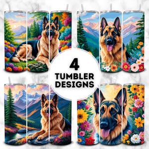 4 german shepherd tumbler sublimation design, tumbler wrap png, design for tumbler sublimation, png tumbler design, tumbler png