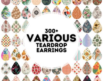 300+ various teardrop earring designs bundle, sublimation earring, earring design, earring designs for sublimation, teardrop earrings png