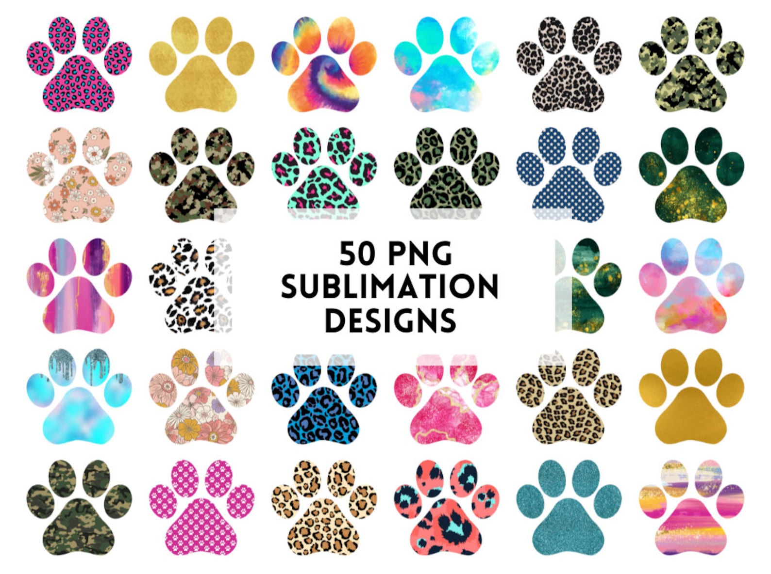 Dog Paw Sublimation Bundle Png, Sublimation Designs, Sublimation Bundle