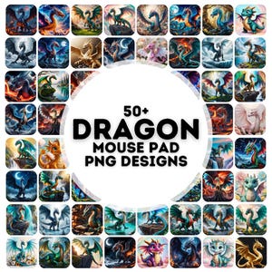 50 Drachen Sublimationsdesigns png, Mauspad Sublimationsentwürfe, Mauspad-Design, Sublimationsentwürfe, Drachen png