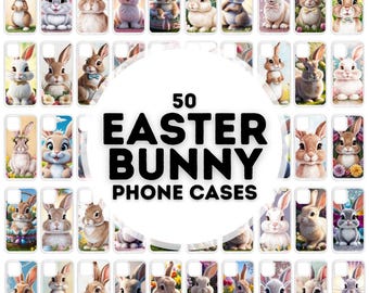 50 easter bunny phone case sublimation designs, phone case png bundle, designs for phone cases sublimation, png phone case designs
