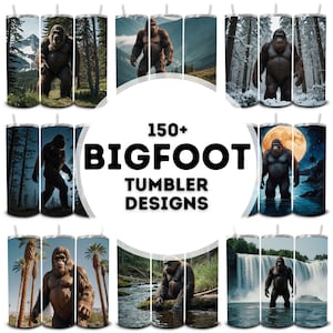 Más de 150 diseños de sublimación para vasos Bigfoot, paquete de envolturas para vasos, diseños para sublimación de vasos, diseños PNG para vasos, Bigfoot PNG