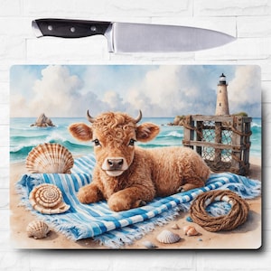 highland cow beach cutting board sublimation design png, cutting board sublimation, cutting board design, cutting board png, sublimation png