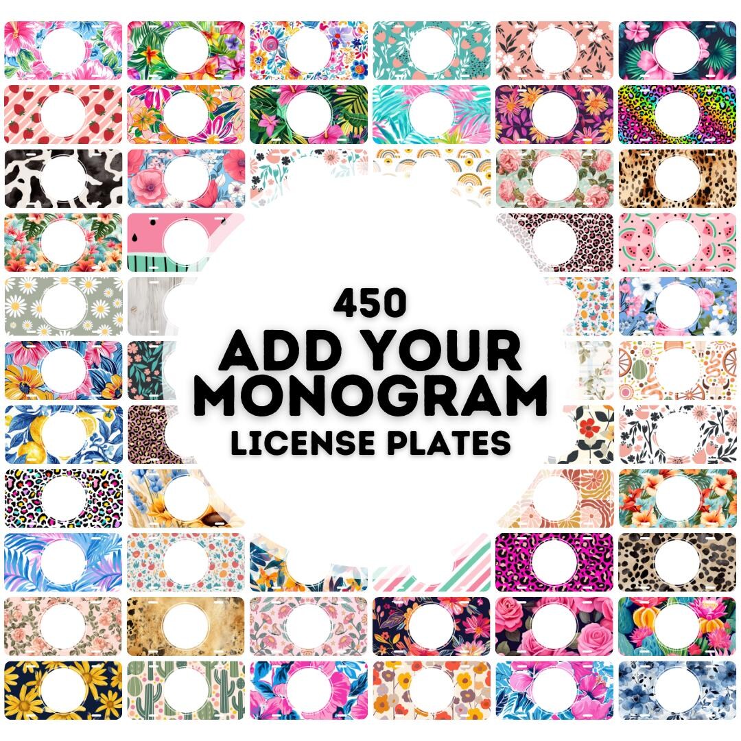 450 Add Your Monogram License Plate Sublimation Designs Png, License ...