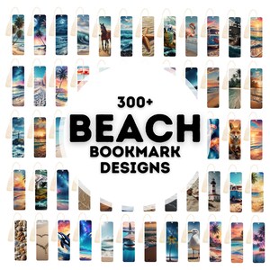 Puede incluir: Más de 300 diseños de marcapáginas con temática de playa. Los marcapáginas presentan una variedad de imágenes, incluyendo conchas marinas, palmeras, faros y olas del océano. Los marcapáginas son todos rectangulares y tienen un borla en la parte superior.