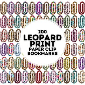 200 Leopard print Büroklammer Lesezeichen Sublimationsdesign, Büroklammer Lesezeichen PNG Bundle, Lesezeichen Sublimation, Jumbo-Büroklammer Lesezeichen