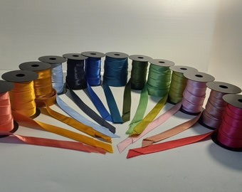 Satin Bias Tape Extra Wide Double Fold 1 Inch Wide - Bulk By the Spool