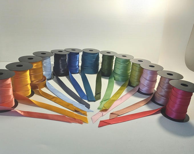 Satin Bias Tape Extra Wide Double Fold 1 Inch Wide - Bulk By the Spool