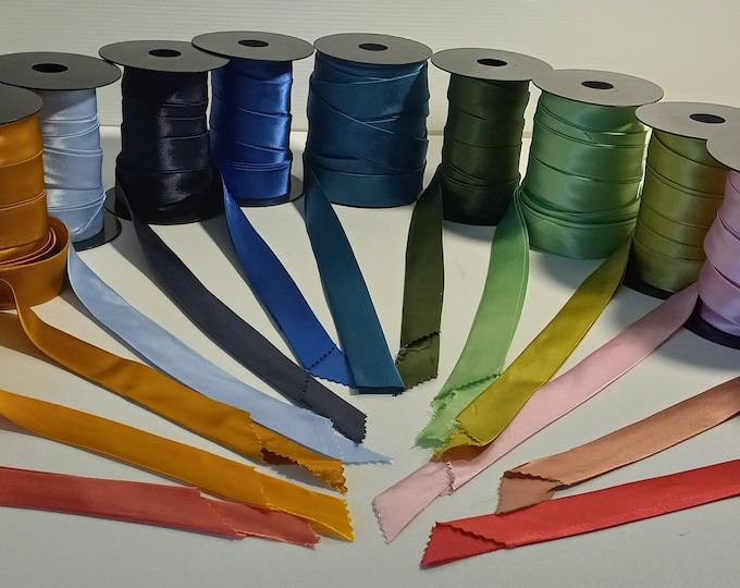 Featured listing image: Satin Bias Tape Extra Wide Double Fold 1/2 Inch Wide - Bulk By the Spool