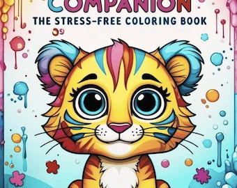 Stress relieve coloring book, kawaii animal, cute animal coloring book, relax coloring