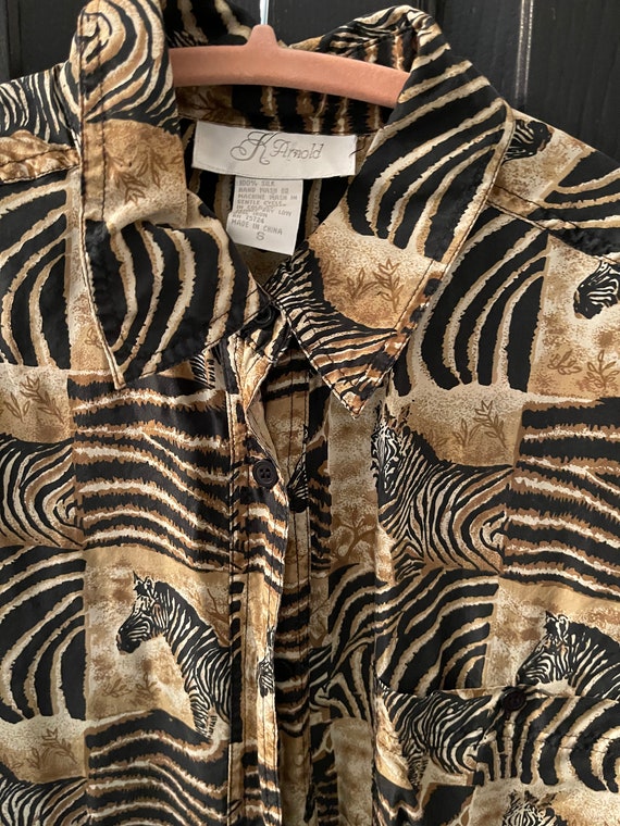 Vintage blouse. 100% silk animal print shirt - image 7